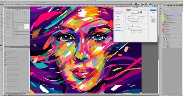 PS巧用图层和画笔功能制作抽象人物肖像画教程