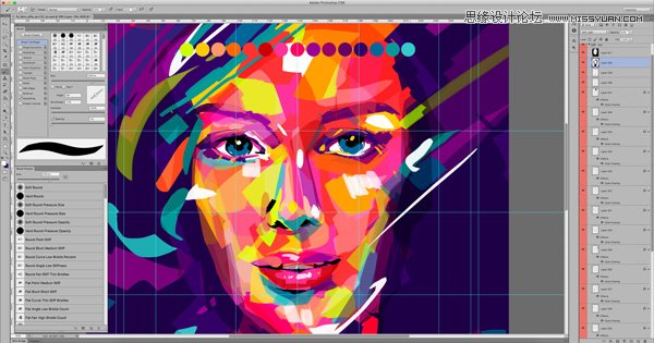 PS巧用图层和画笔功能制作抽象人物肖像画教程