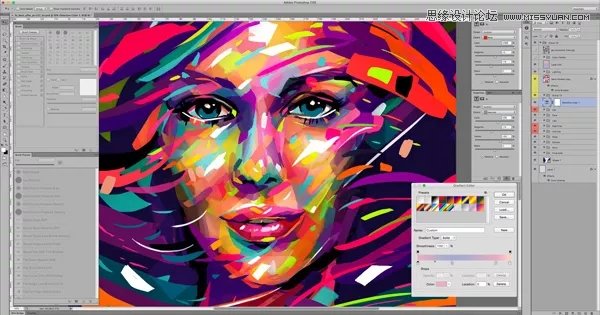 PS巧用图层和画笔功能制作抽象人物肖像画教程